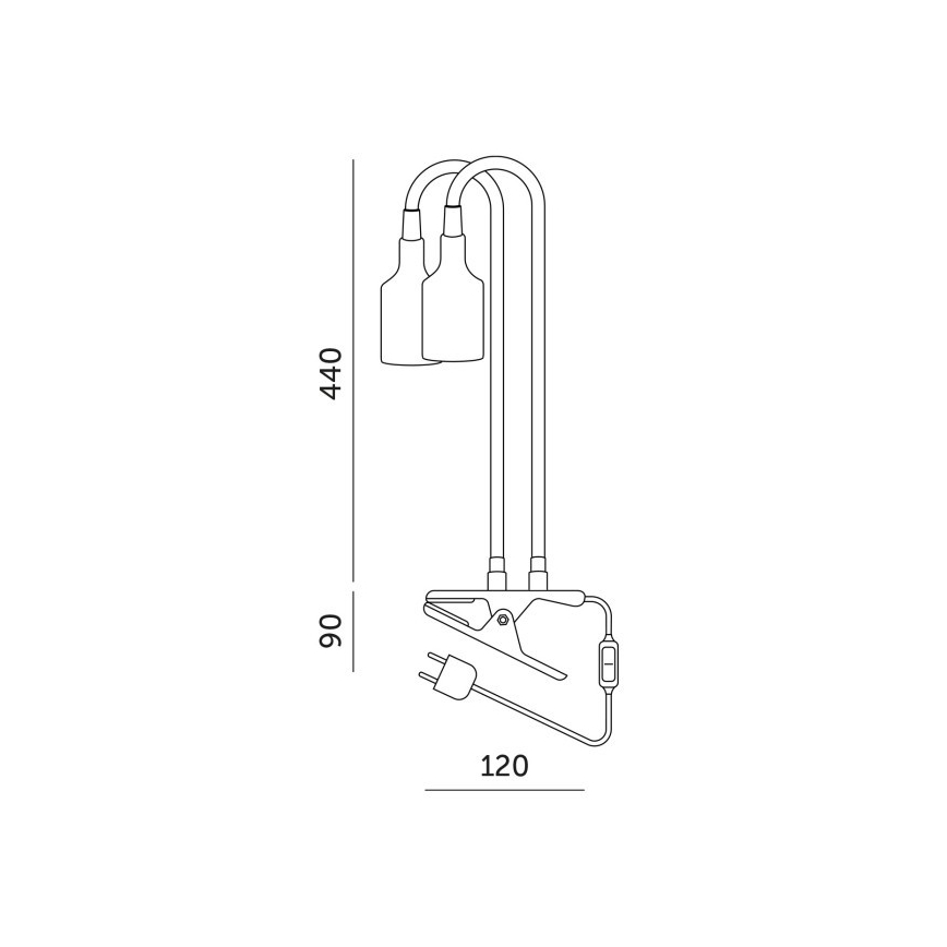 Flessibile lampada da tavolo con clip per la coltivazione di piante PLANTY 2xE27/30W/230V nero