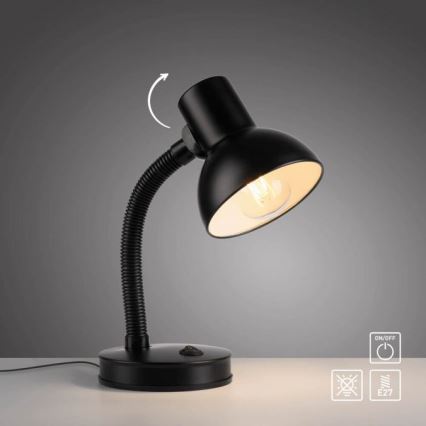 FLESSIBILE LAMPADA DA TAVOLO FLEXI JUST LIGHT 11080-18 1xE27/25W/230V nera