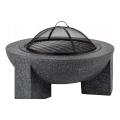 Focolare portatile con griglia 74x30 cm nero/granito scuro