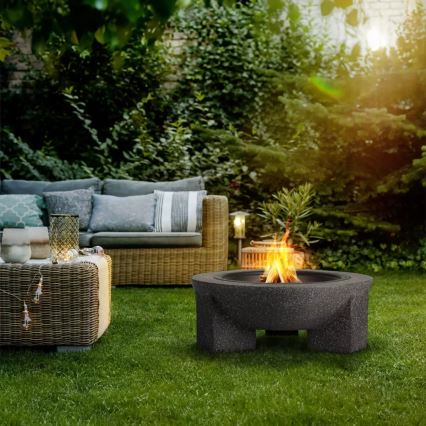 Focolare portatile con griglia 74x30 cm nero/granito scuro