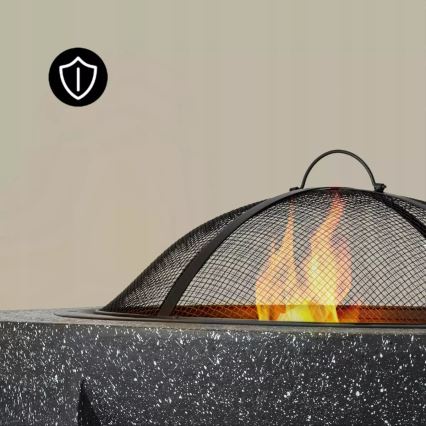 Focolare portatile con griglia 74x30 cm nero/granito scuro