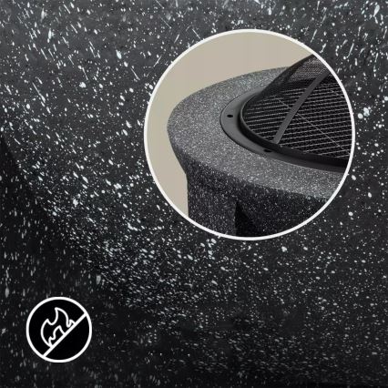 Focolare portatile con griglia 74x30 cm nero/granito scuro