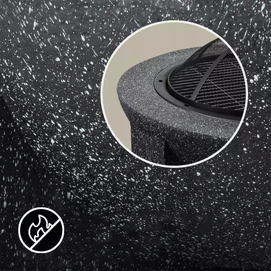 Focolare portatile con griglia 74x30 cm nero/granito scuro