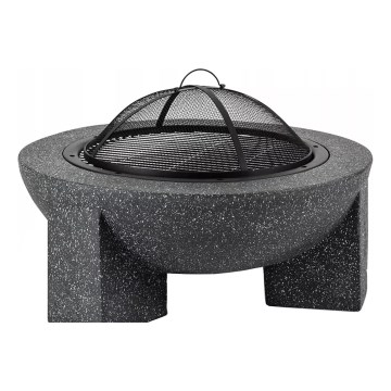 Focolare portatile con griglia 79,5x38 cm nero/granito scuro