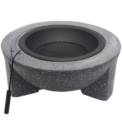 Focolare portatile con griglia 79,5x38 cm nero/granito scuro
