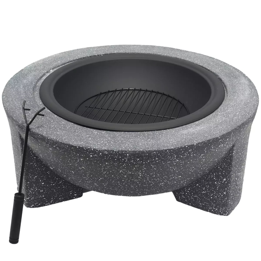 Focolare portatile con griglia 79,5x38 cm nero/granito scuro