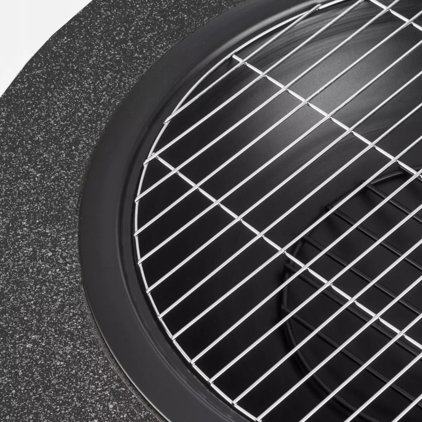 Focolare portatile con griglia 79,5x38 cm nero/granito scuro