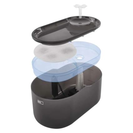 Fontana d'acqua per animali domestici 2,6 l/5V grigio