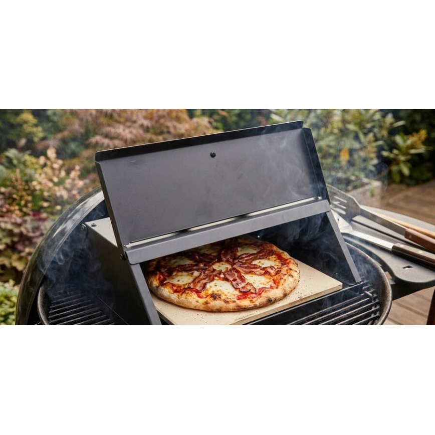 Forno per pizza con sportello e termometro 40x35,5x21 cm nero