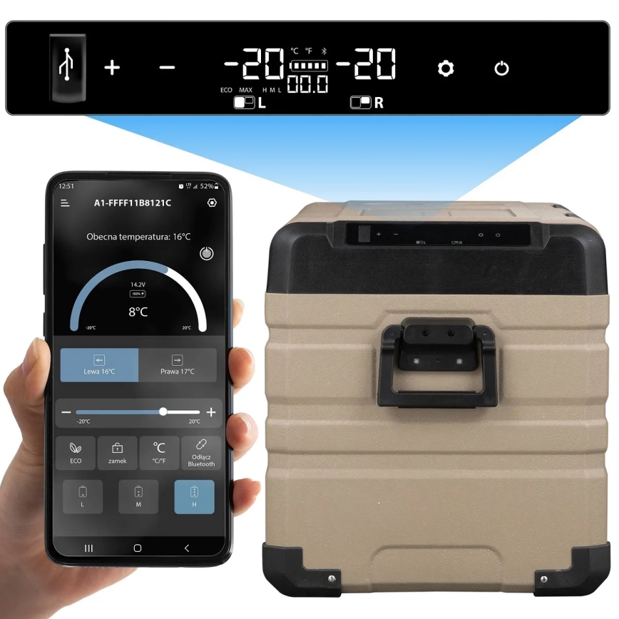 Frigorifero da viaggio con display LCD 39 l 230V/12V/24V marrone