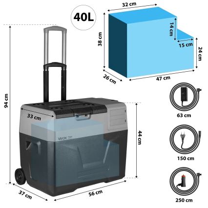 Frigorifero da viaggio con display LCD 40 l 230V/12V/24V nero