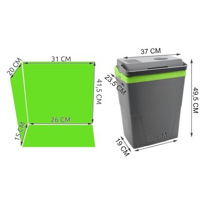 Frigorifero portatile per auto 22 l 55W/12V/230V grigio/verde