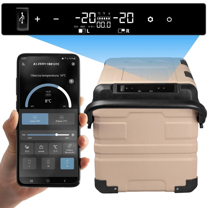 Frigorifero portatile per auto con display LCD 39 l 230V/12V/24V marrone