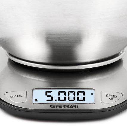 G3Ferrari G2006200 - Bilancia da cucina digitale con ciotola, 2x AAA, in acciaio inox