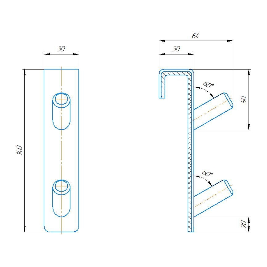 Gancio per termosifone in acciaio INOX/nero