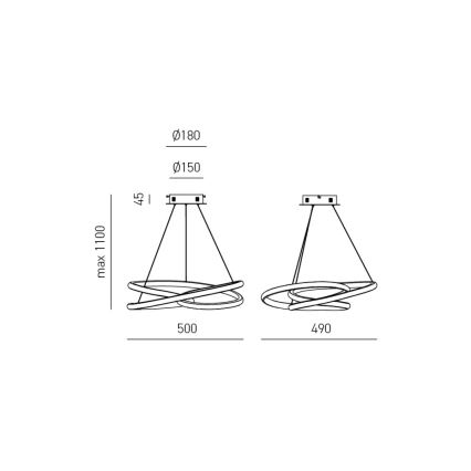 Gea Luce DIVA S P BIANCO - Lampadario a sospensione con filo LED dimmerabile DIVA LED/43W/230V bianco