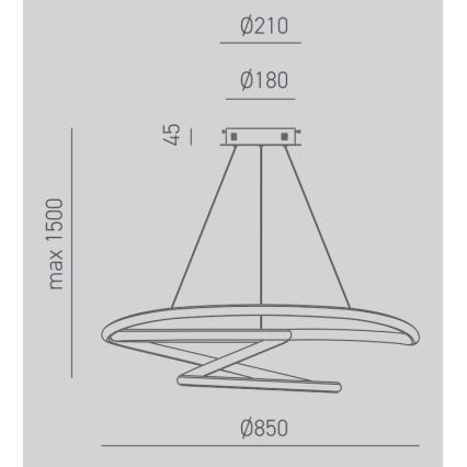 Gea Luce DIVA S/S TITANIO -  Lampadario a sospensione con filo LED dimmerabile DIVA LED/80W/230V grigio