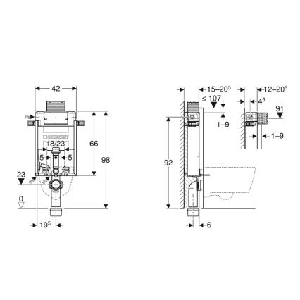 Geberit 110.010.00.1 - Modulo da incasso per WC sospeso Kombifix 98 cm