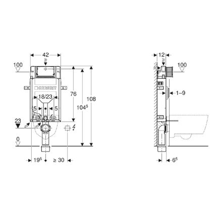 Geberit 110.302.00.5 - Modulo da incasso per WC sospeso Kombifix 108 cm