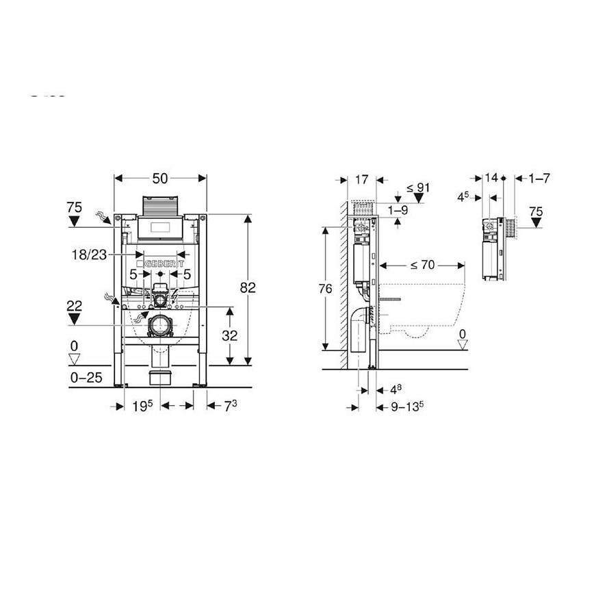 Geberit 111.003.00.2 - Modulo da incasso per WC sospeso Duofix 82 cm
