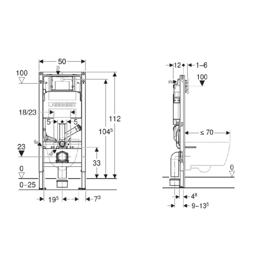 Geberit 111.364.00.6 - Modulo da incasso Duofix per WC sospeso, 112 cm