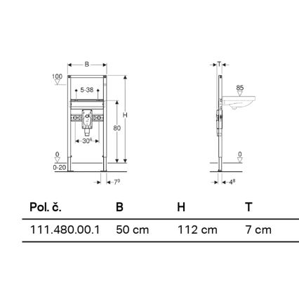 Geberit 111.480.00.1 - Modulo da incasso per lavabo sospeso Duofix 112 cm