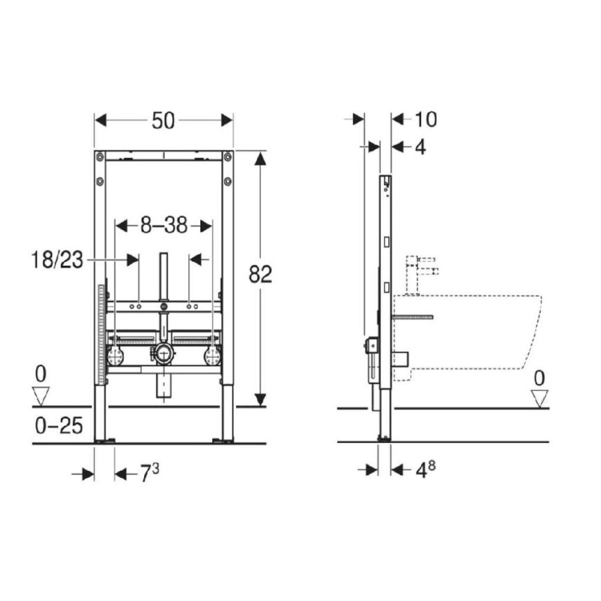 Geberit 111.515.00.2 - Modulo da incasso per bidet Duofix 82 cm