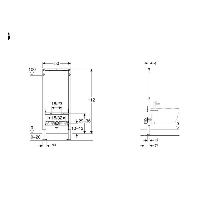 Geberit 111.534.00.2 - Modulo da incasso per bidet Duofix 112 cm