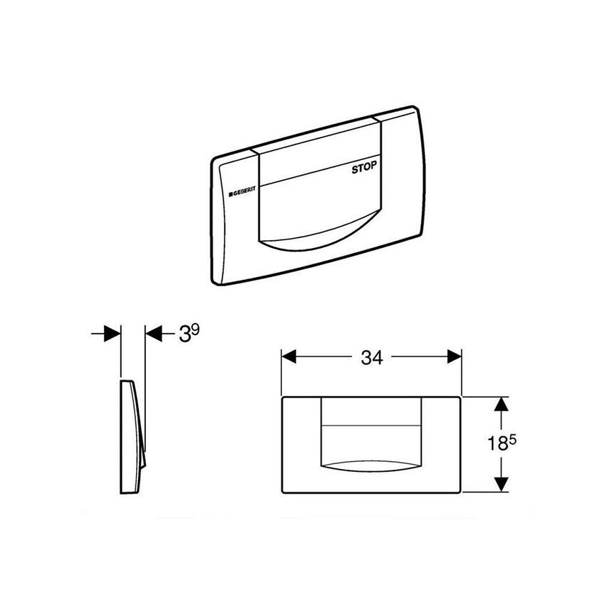 Geberit 115.222.11.1 - Pulsante di scarico 200F 34x18,5 bianco alpino
