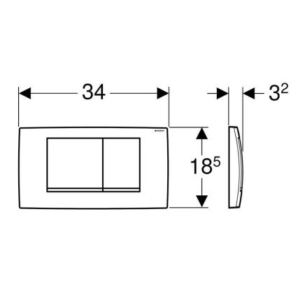 Geberit 115.899.KH.1 - Pulsante di scarico Twinline30 34x18,5 cm cromo lucido/cromo satinato