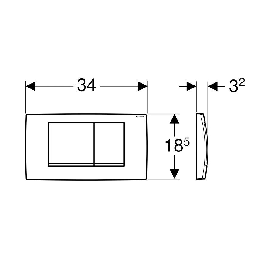 Geberit 115.899.KJ.1 - Pulsante di scarico Twinline30 34x18,5 cm bianco/cromo lucido