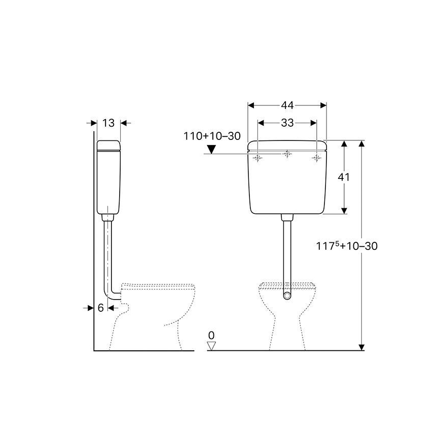 Geberit 127.005.11.1 - Cassetta di scarico AP127 6/9 l bianco alpino
