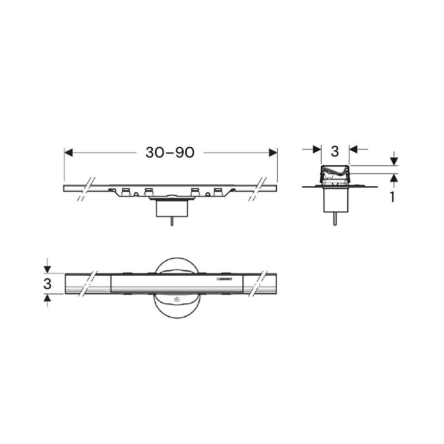 Geberit 154.446.QC.2 - Canalina di scarico CleanLine 90x3 cm antracite
