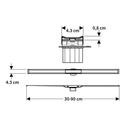 Geberit 154.450.KS.1 - Canale di scarico CleanLine 90 x 4,3 cm in acciaio inox