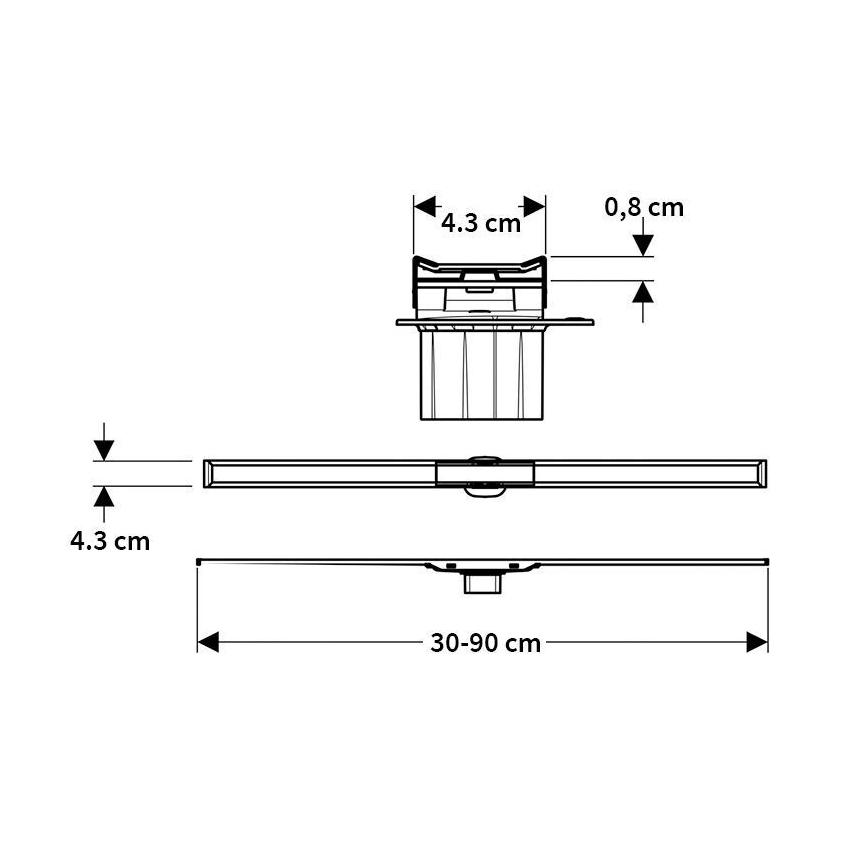 Geberit 154.453.KS.1 - Canalina di scarico CleanLine 90x0,8 cm in acciaio inox