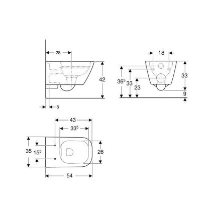 Geberit 500.208.01.1 - WC sospeso Rimfree Smyle Square in ceramica, bianco