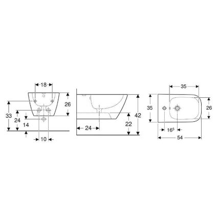 Geberit 500.209.01.1 - Bidet sospeso Smyle Square ceramica/bianco