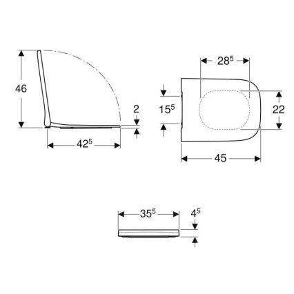 Geberit 500.238.01.1 - Sedile per WC Smyle Square in Duroplast/bianco