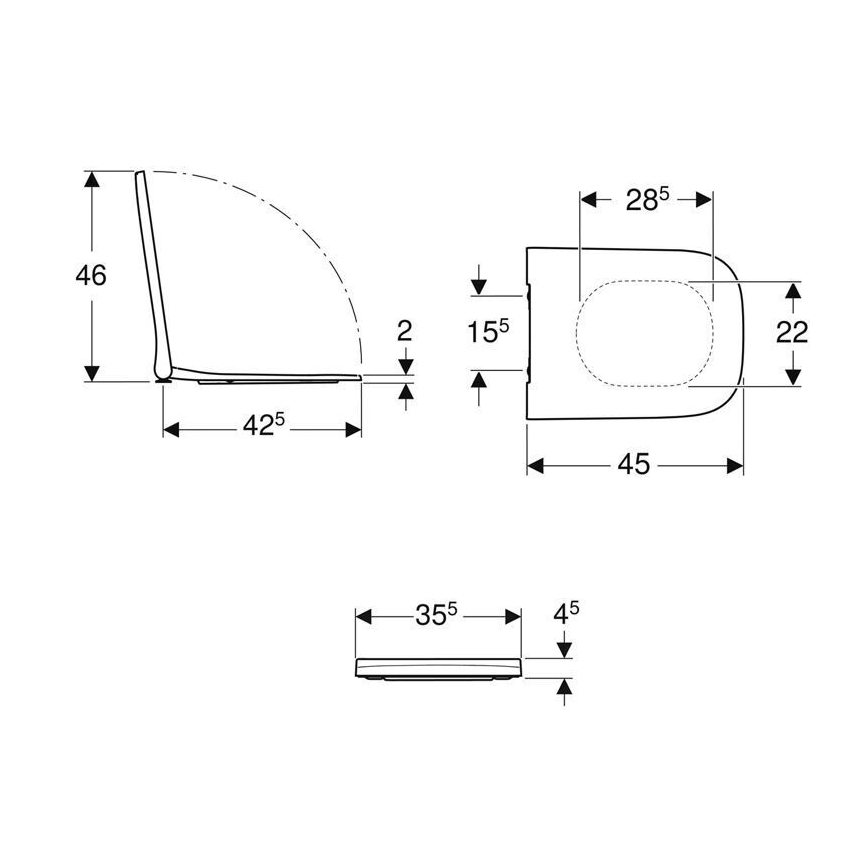 Geberit 500.238.01.1 - Sedile per WC Smyle Square in Duroplast/bianco