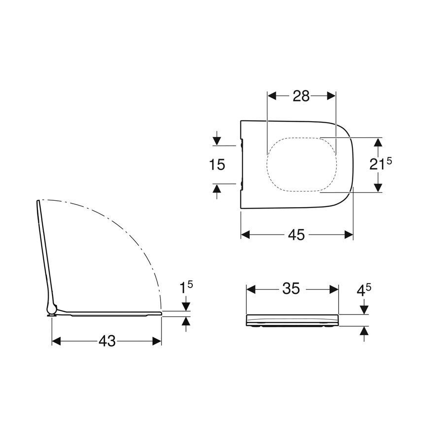 Geberit 500.240.01.1 - Sedile WC SoftClose Smyle Square duroplast/bianco