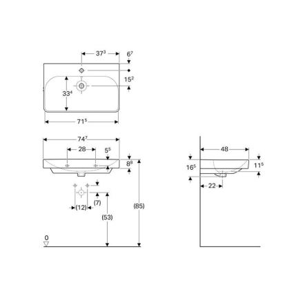 Geberit 500.249.01.1 - Lavabo sospeso Smyle Square 75x48 cm ceramica/bianco