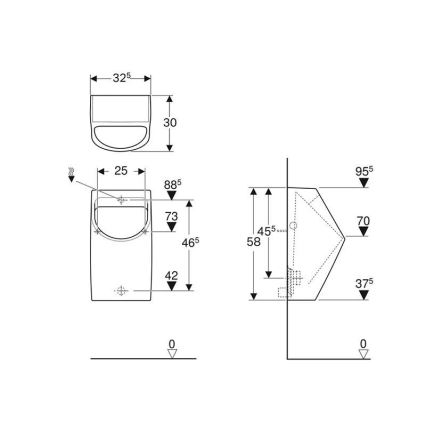 Geberit 500.254.01.1 - Urinale Smyle, attacco acqua posteriore, scarico posteriore, ceramica/bianco