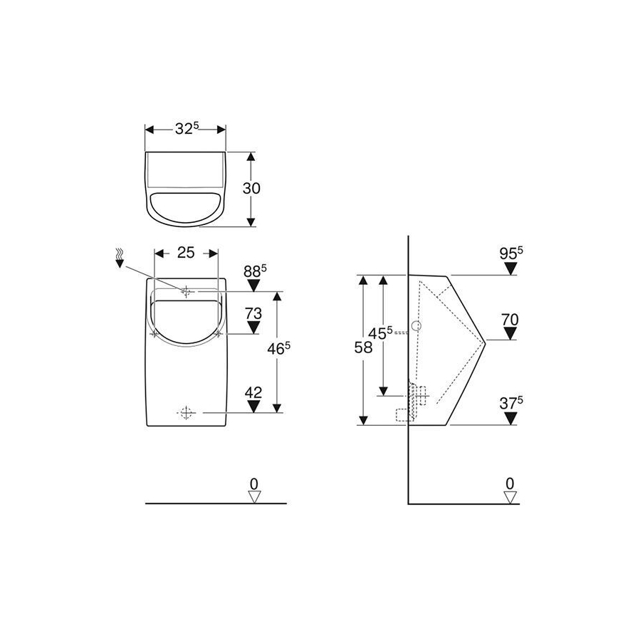 Geberit 500.254.01.1 - Urinale Smyle, attacco acqua posteriore, scarico posteriore, ceramica/bianco