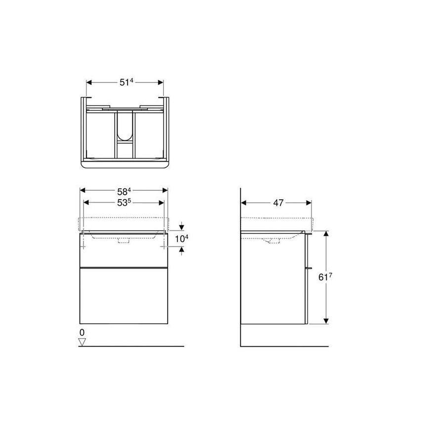 Geberit 500.352.00.1 - Mobile sottolavabo Smyle Square 59x62x47 cm bianco