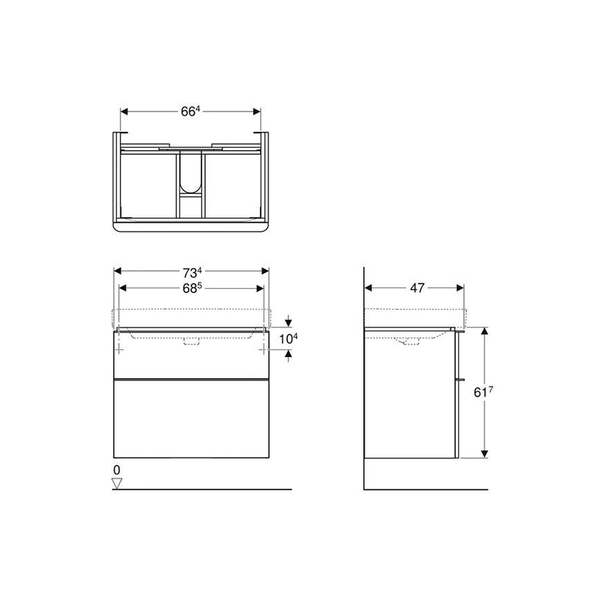 Geberit 500.353.00.1 - Mobile sottolavabo Smyle Square 61,7 x 73,4 cm bianco