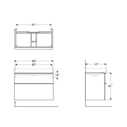Geberit 500.354.00.1 - Mobile sottolavabo Smyle Square 61,7x88,4 cm bianco