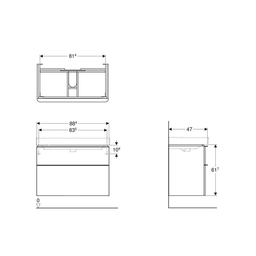 Geberit 500.354.00.1 - Mobile sottolavabo Smyle Square 61,7x88,4 cm bianco