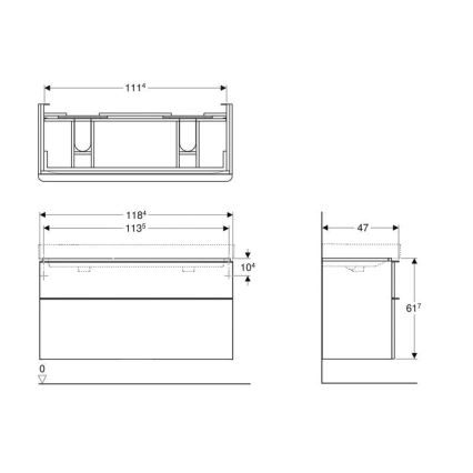 Geberit 500.356.00.1 - Mobile sottolavabo per doppio lavabo Smyle Square 61,7x118,4 cm bianco