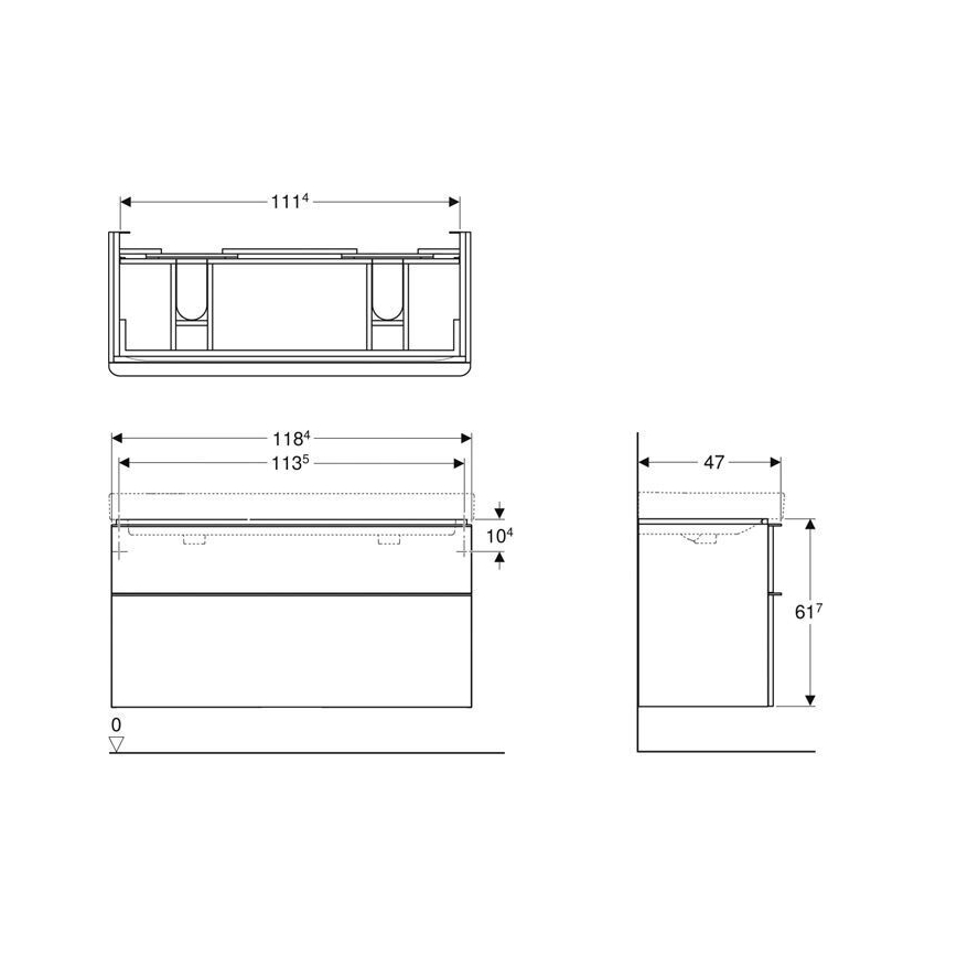 Geberit 500.356.00.1 - Mobile sottolavabo per doppio lavabo Smyle Square 61,7x118,4 cm bianco