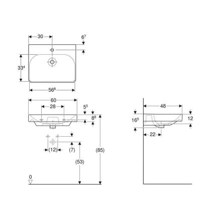 Geberit 501.732.00.1 - Lavabo sospeso Smyle Square 60x48 cm ceramica/bianco